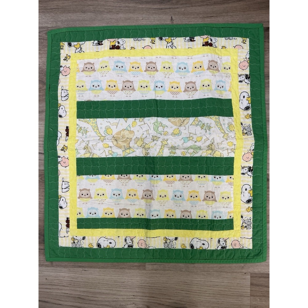Custom Handmade Baby Quilt Circus Animal, Owls, and Snoopy theme 27in X 29in